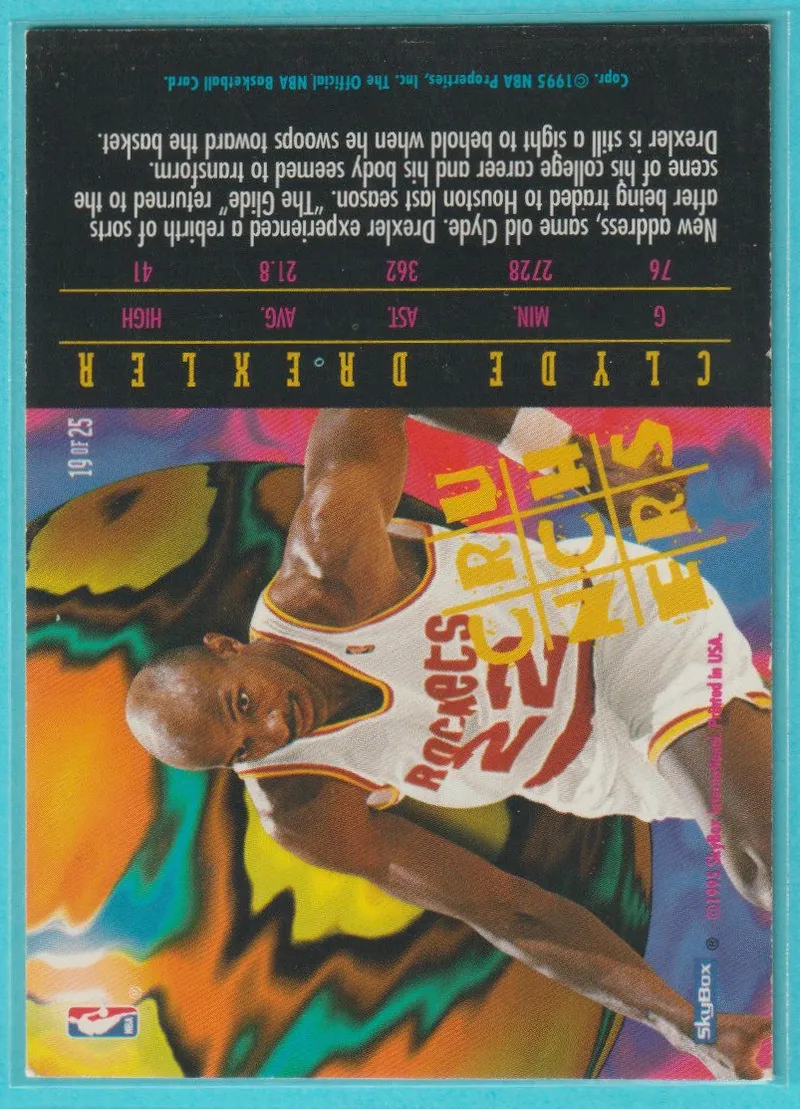 1995 Hoops Number Crunchers Clyde Drexler #19 back